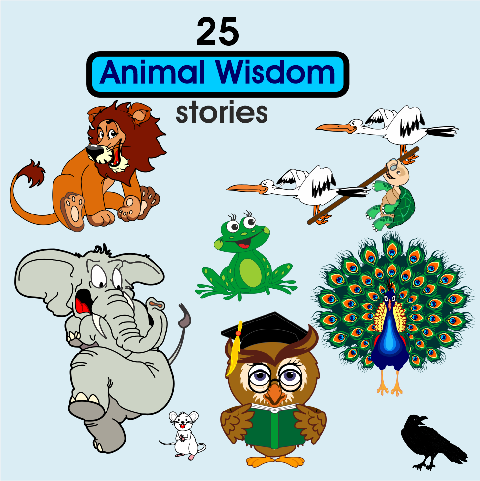Animal wisdom story illustration with moral lesson and educational storytelling