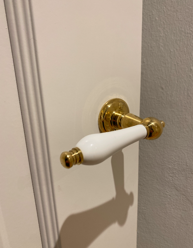 Studio Damm offers solid unpolished brass handles and hinges