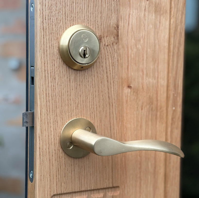 Studio Damm offers solid unpolished brass handles and hinges