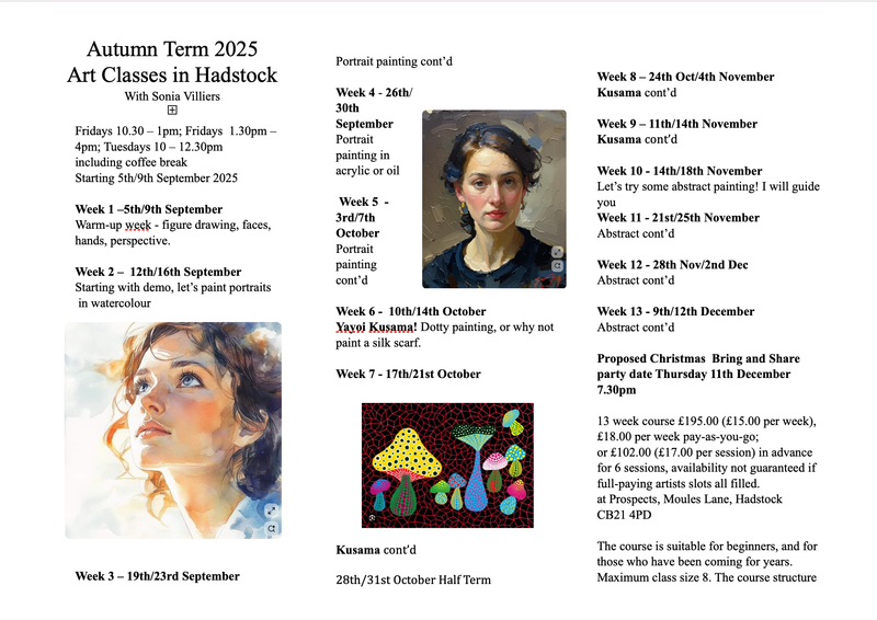 Relaxed Friendly Adult Art Classes  - Established 2009