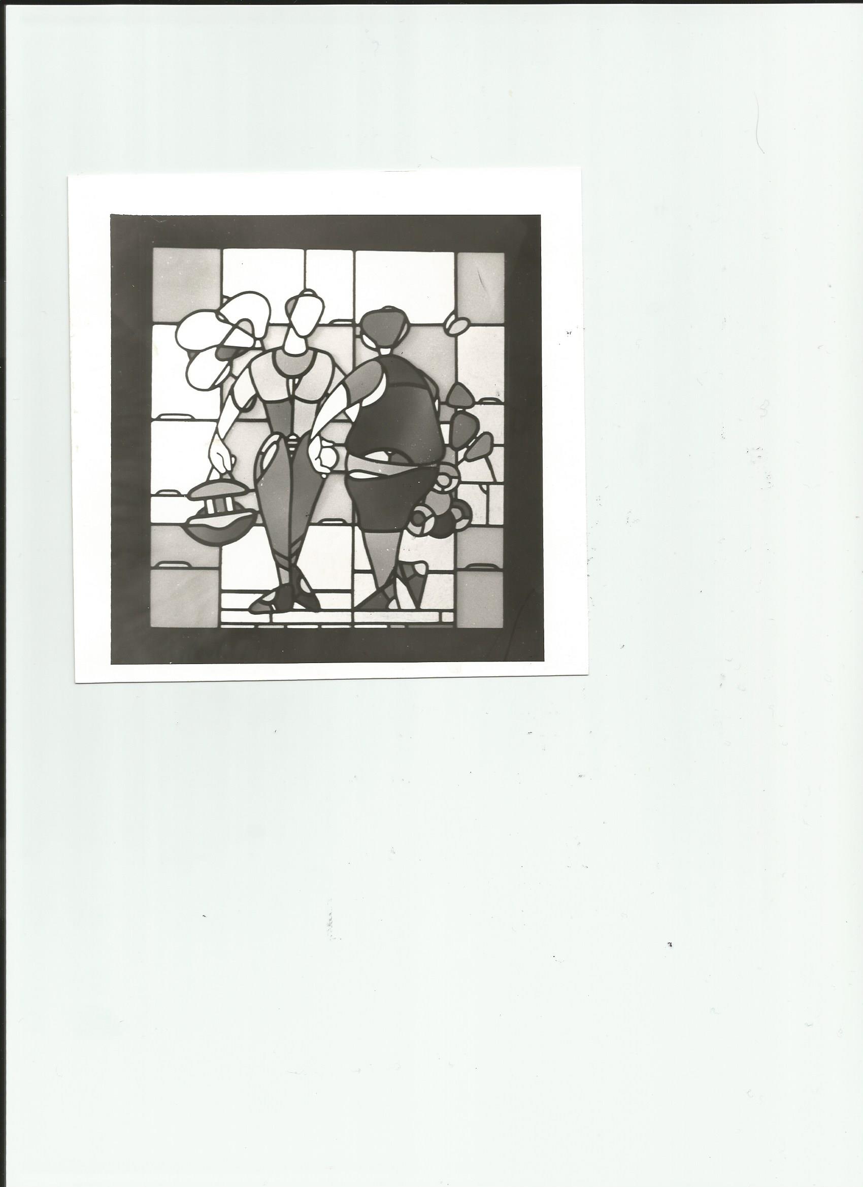 'Gossiping' Stained glass composition.
