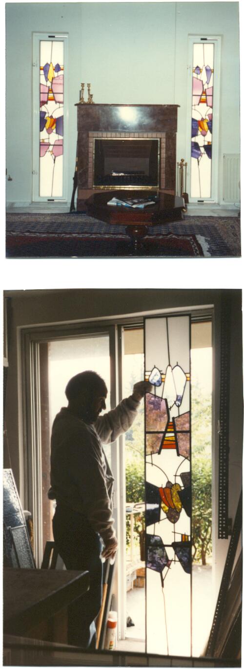 Stained glass composition for two apertures.