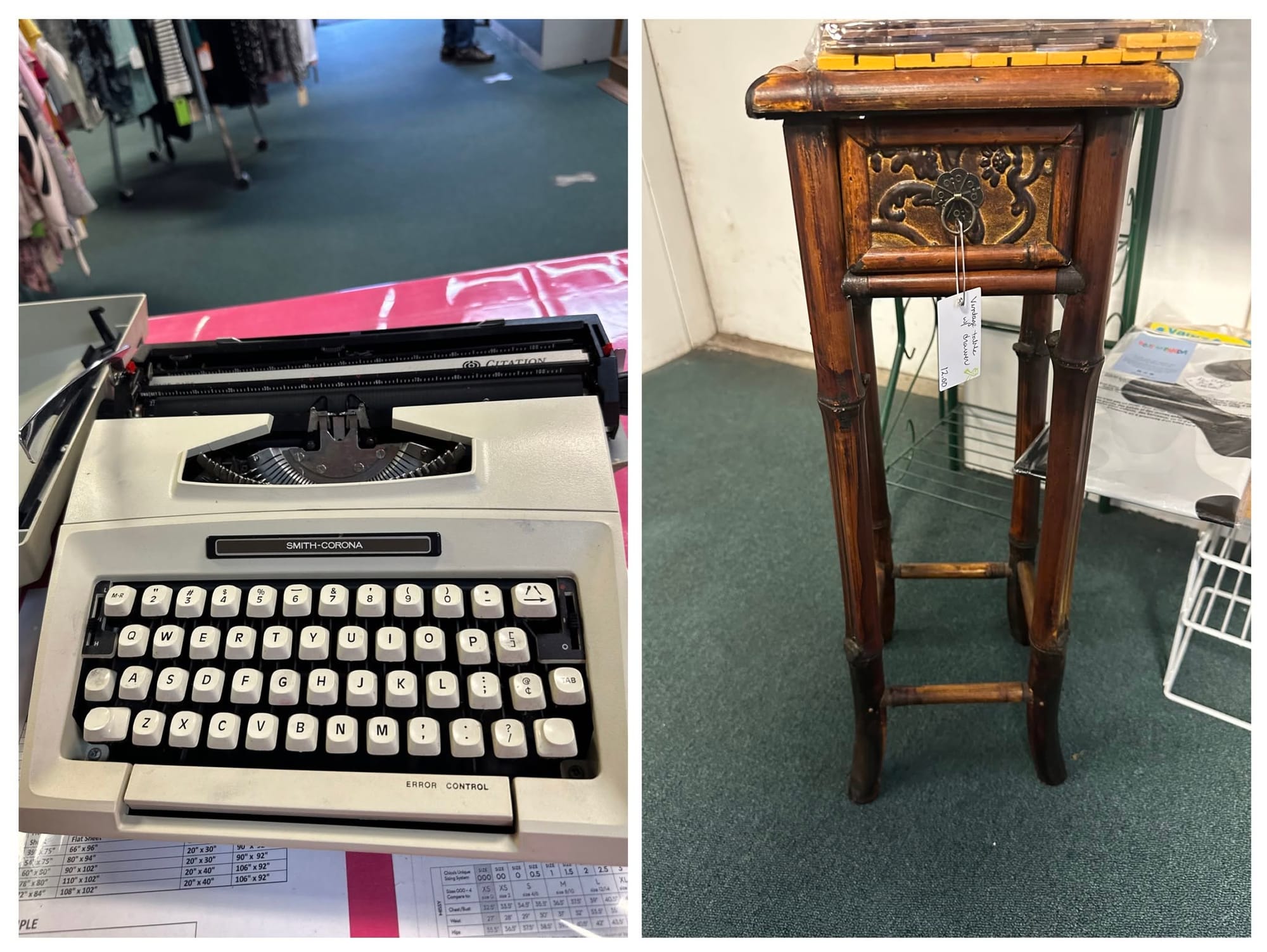 Vintage typewriter and tall table