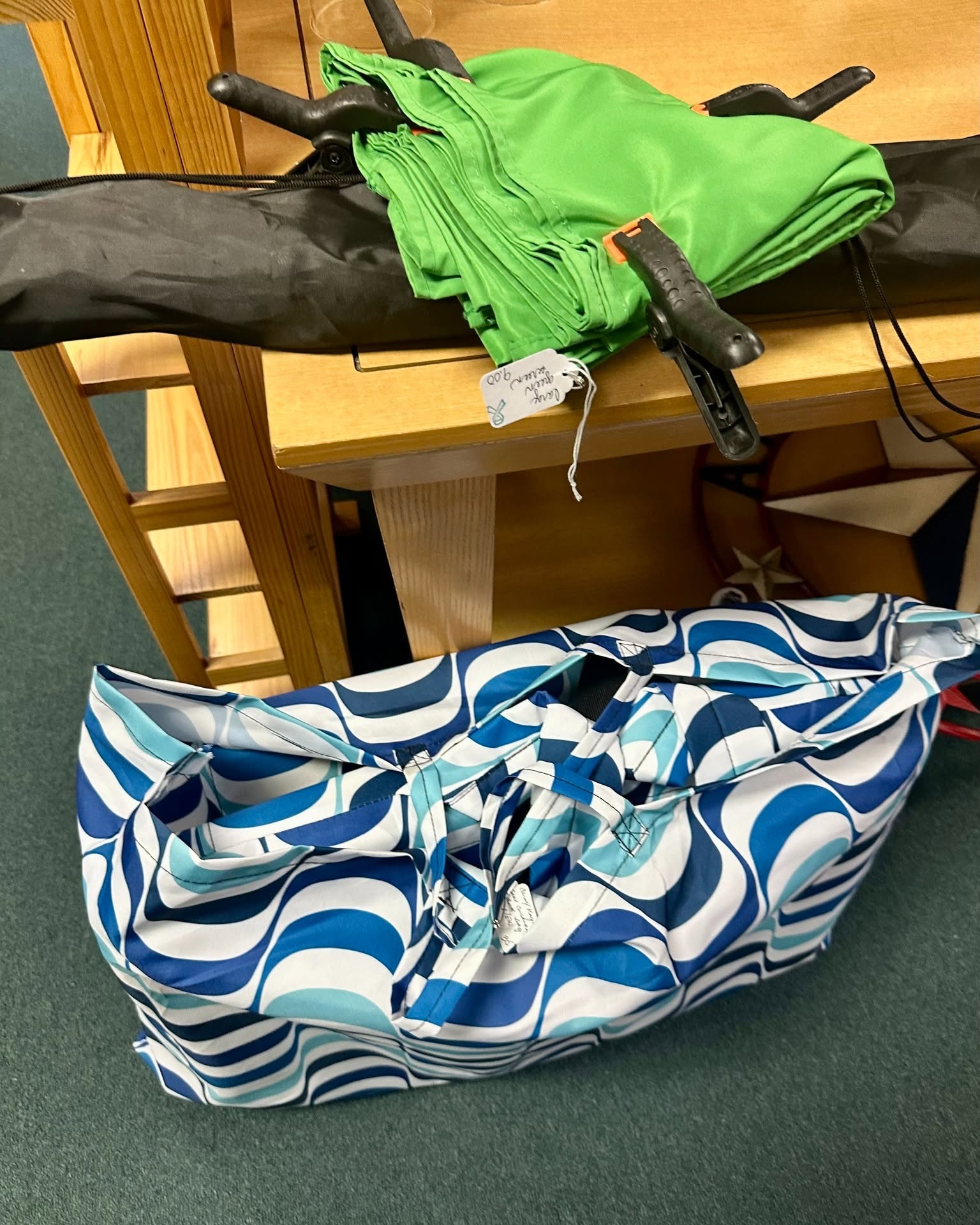Canoe or Kayak float cushions $35 & green outdoor fabric for hanging $9