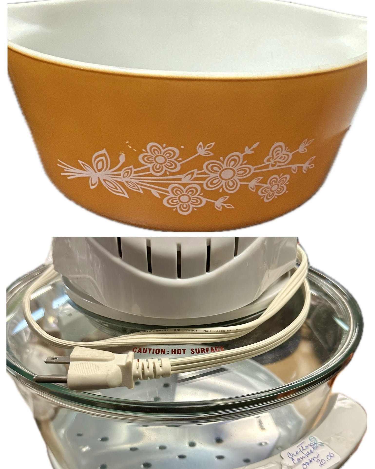 Pyrex Gold Butterfly Bowl & Convect Oven $20