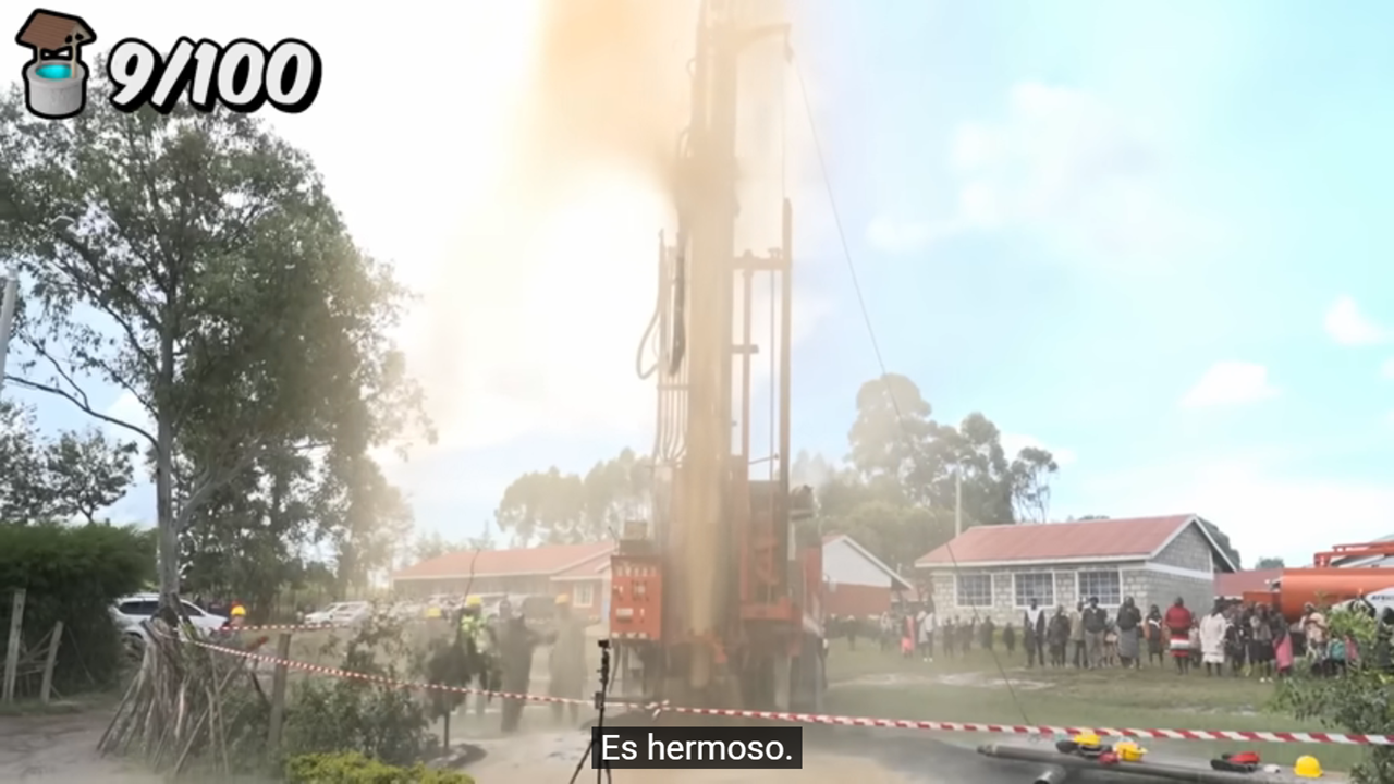 Pozo de agua N° 9 en acción