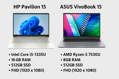 💻 ASUS VivoBook 15 vs HP Pavilion 15 | مقارنة شاملة لأفضل لابتوب اقتصادي في 2025 🔥