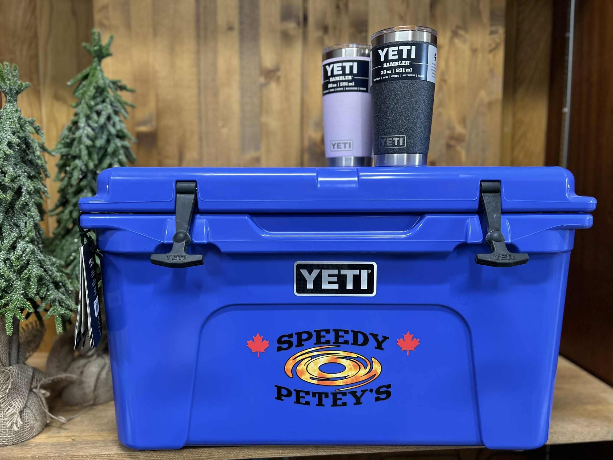 Speedy Petey's Car Wash Lube Yeti cooler and mugs