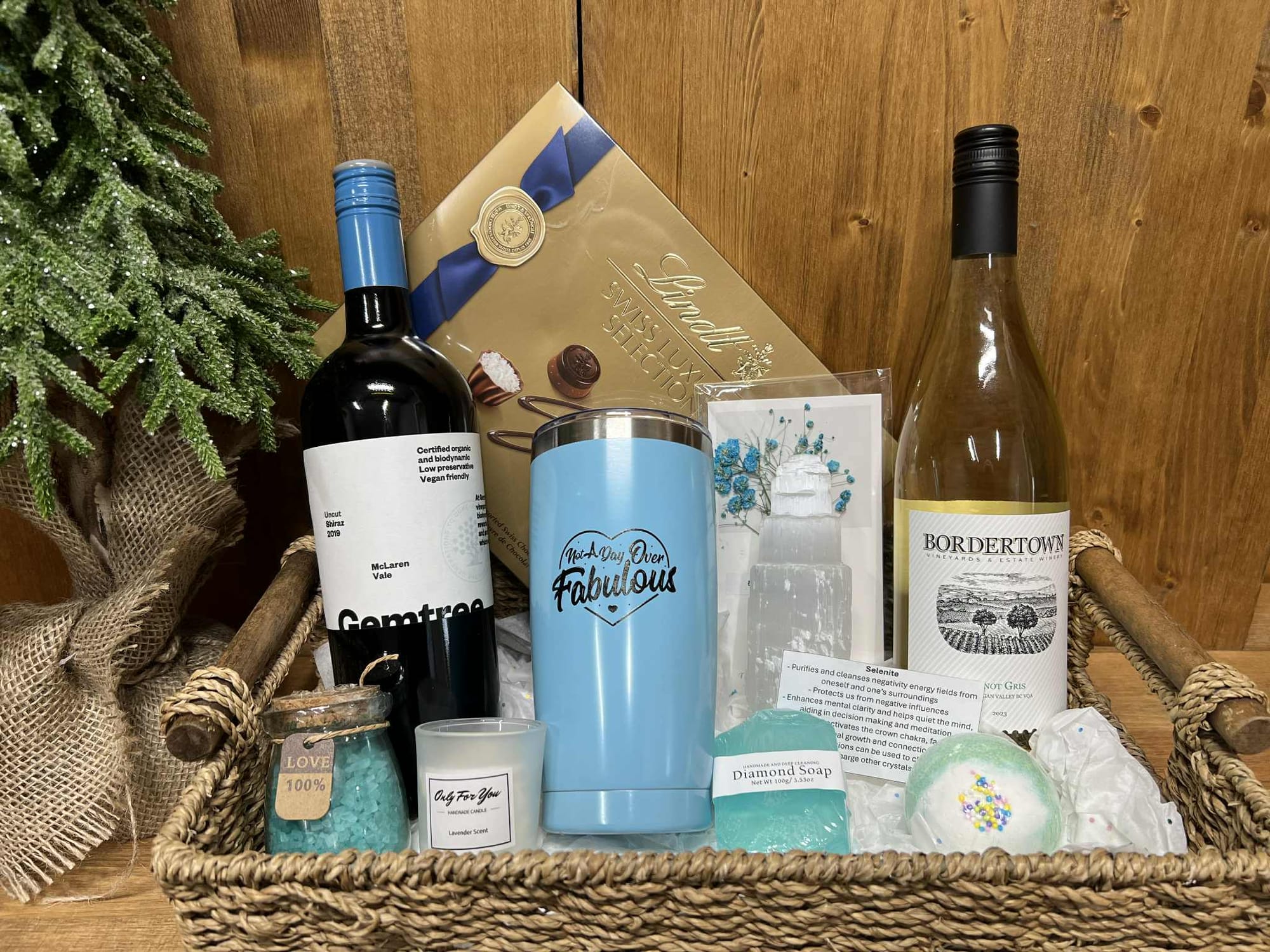 Wine & relaxation themed basket