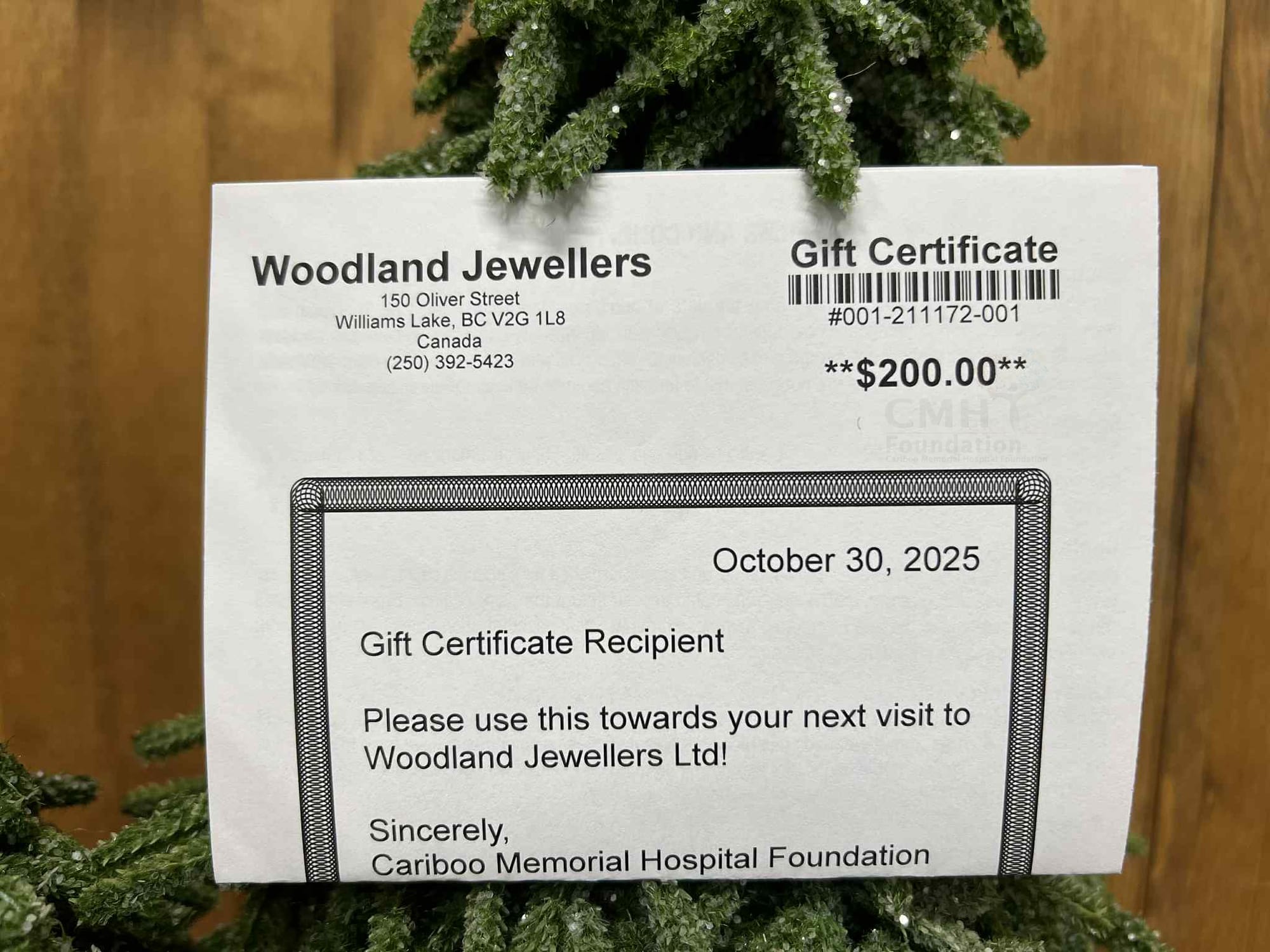 $200 gift certificate for Woodland Jewellers