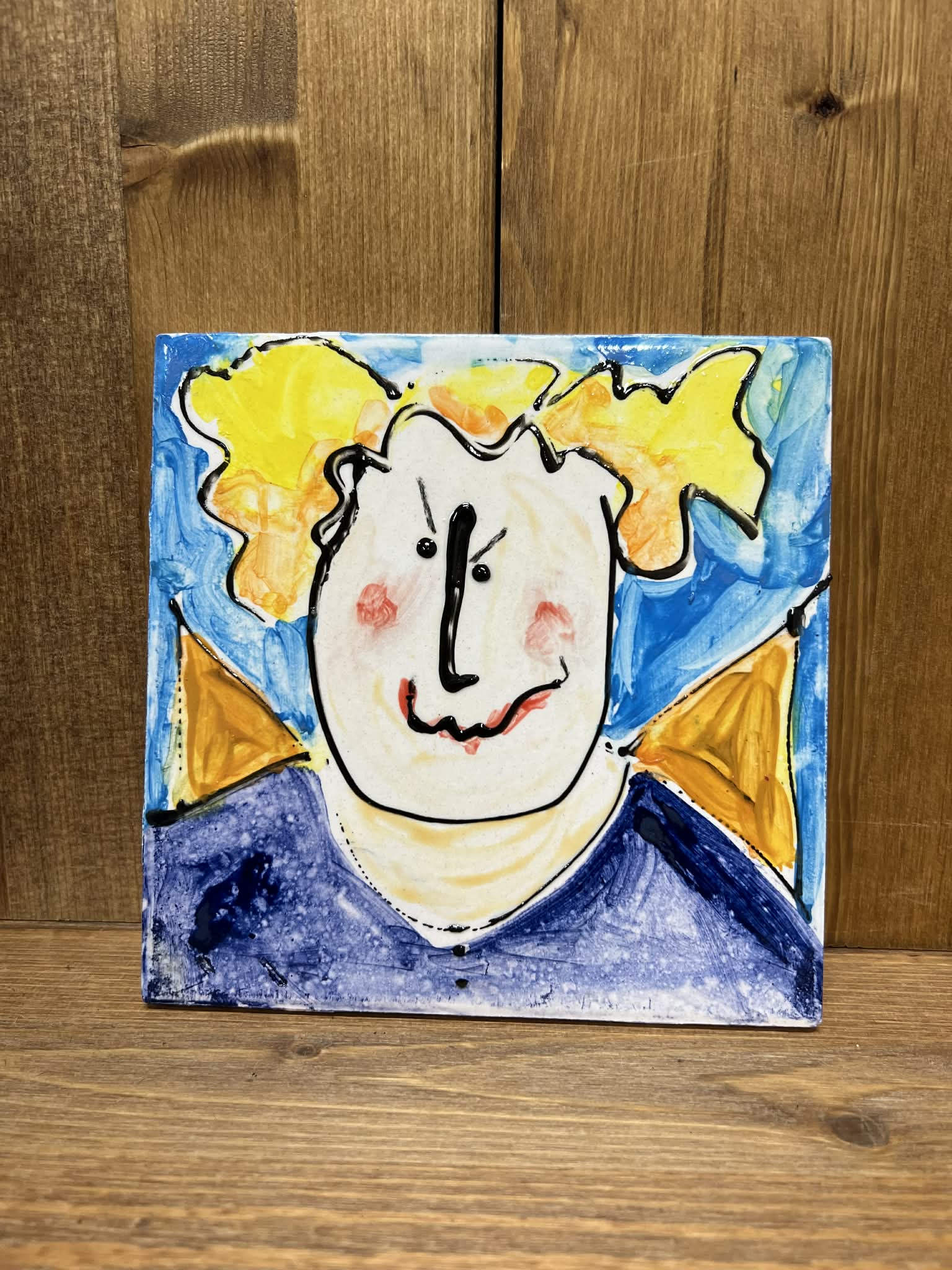 Ceramic art tile ready to display or gift.