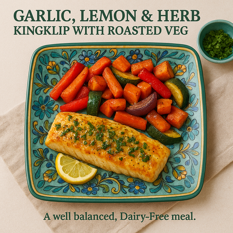 Garlic, Lemon & Herb Kingklip with Roasted Veg