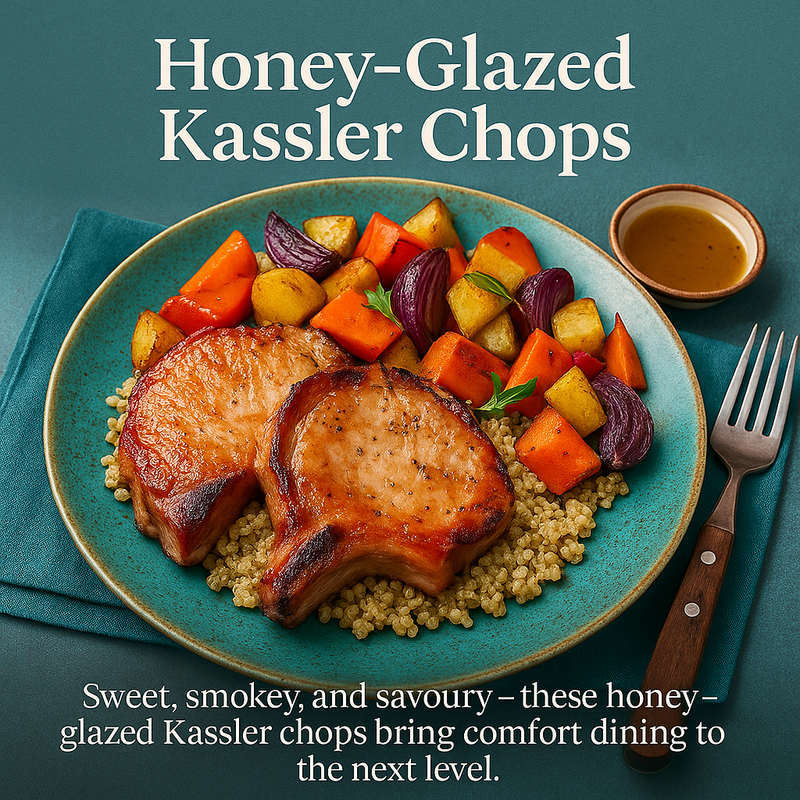 Honey-Glazed Kassler Chops with Roast Veg