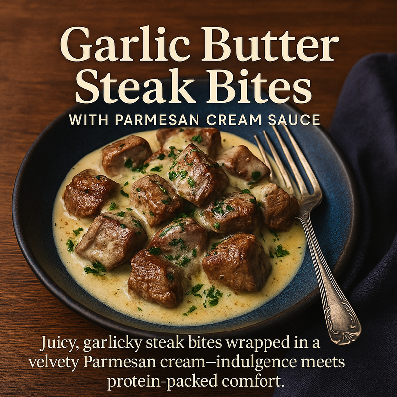 Garlic Butter Steak Bites with Parmesan Cream Sauce