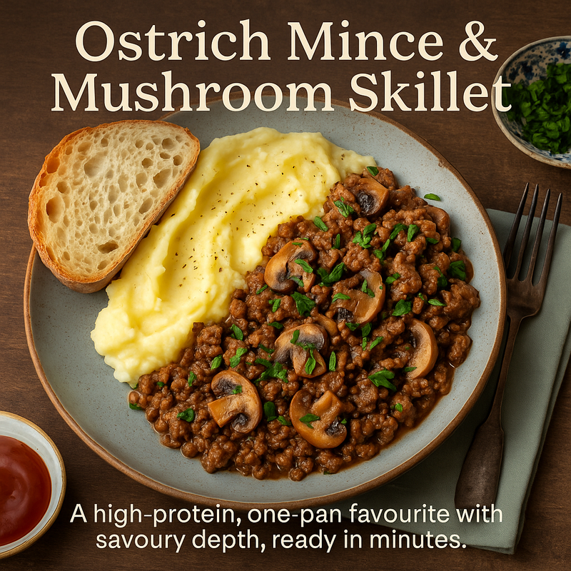 Ostrich Mince & Mushrooms