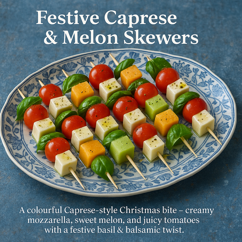 Festive Season - Starters                 Caprese & Melon Skewers