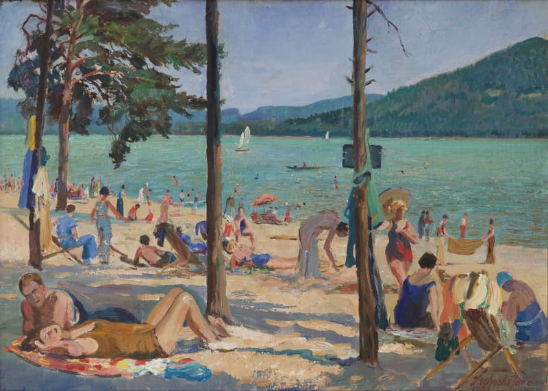 (246S) SOMMERLICHES STRANDLEBEN AM SEE VON JARO SVOBODA