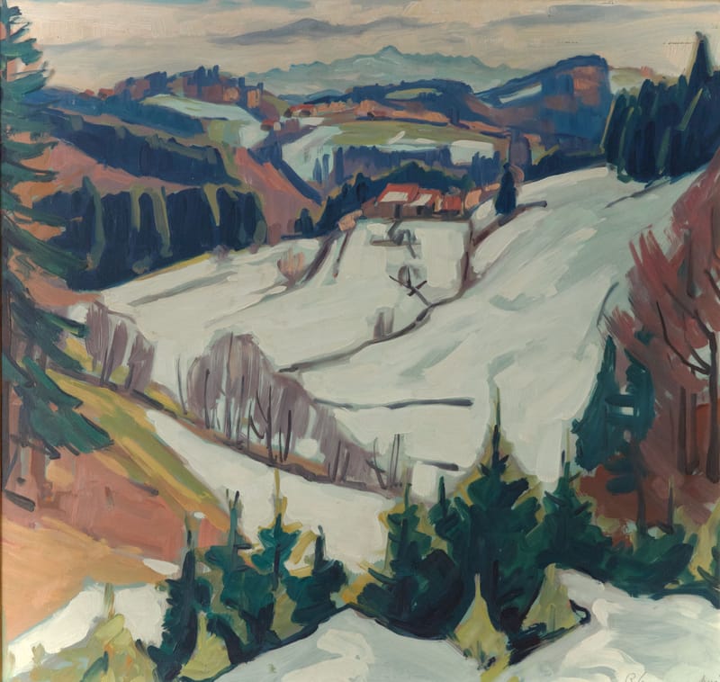 (243S)  WINTERLANDSCHAFT MIT BLICK AUF SÄNTIS VON RICHARD WANNEMACHER