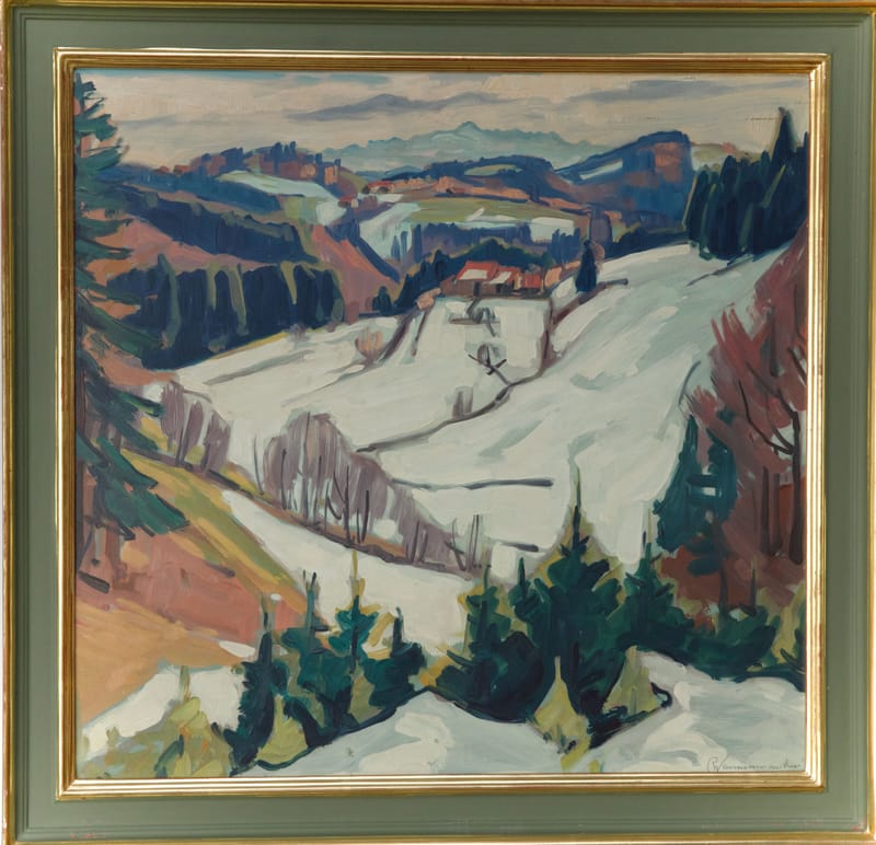 (243S)  WINTERLANDSCHAFT MIT BLICK AUF SÄNTIS VON RICHARD WANNEMACHER