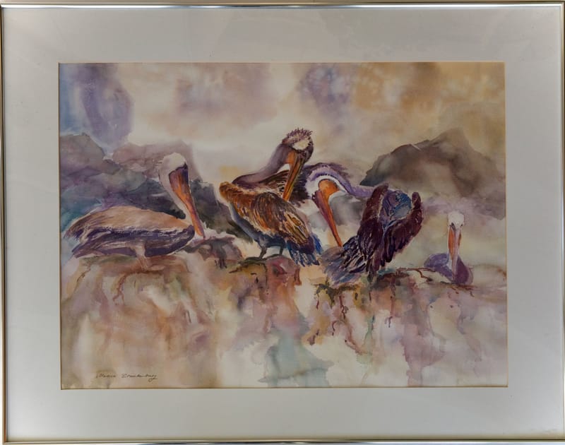 (247S) AQUARELL MIT PELIKANEN VON  MARLISA BLANKENBURG