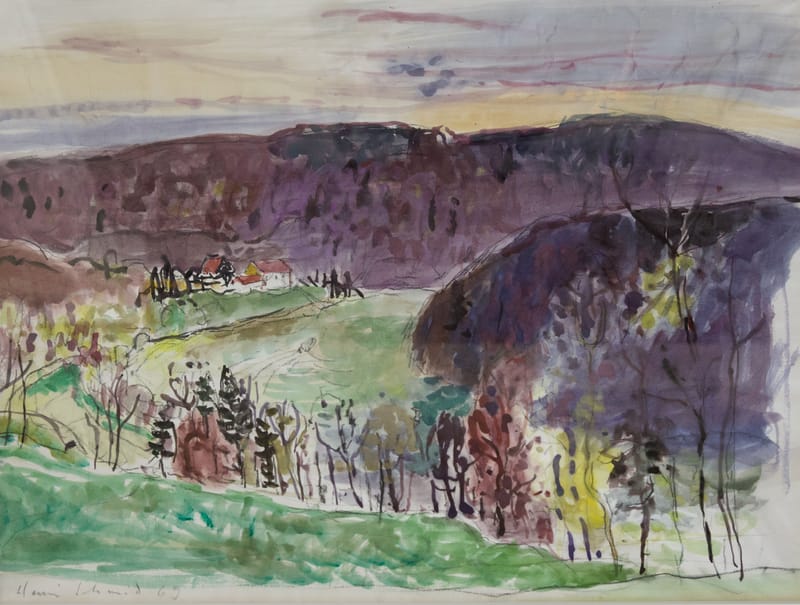 (214S) LANDSCHAFTSAQUARELL (SITZBERG?) VON HENRI SCHMID