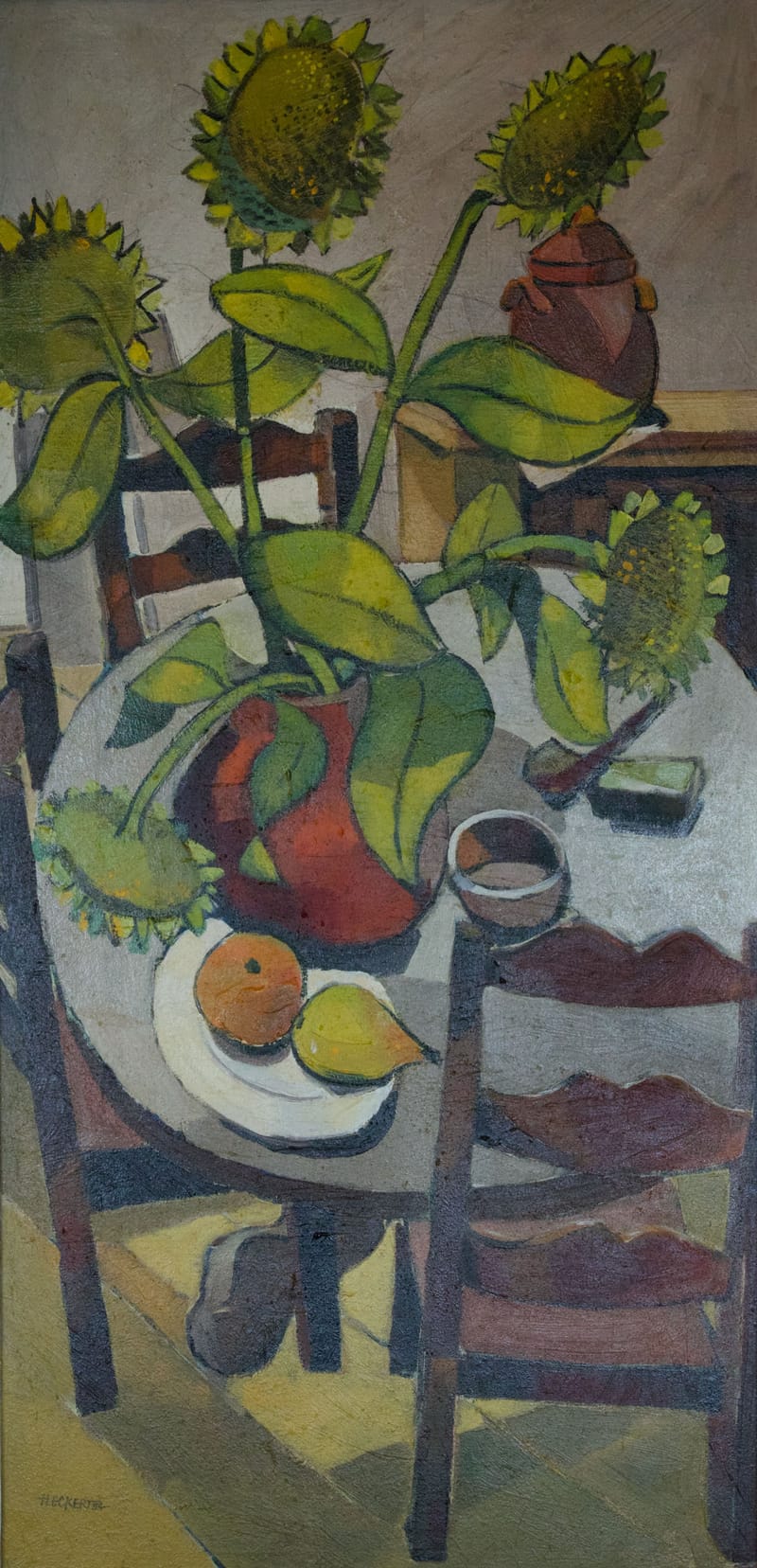 (289S) SONNENBLUMEN IN VASE VON HANS ECKERT