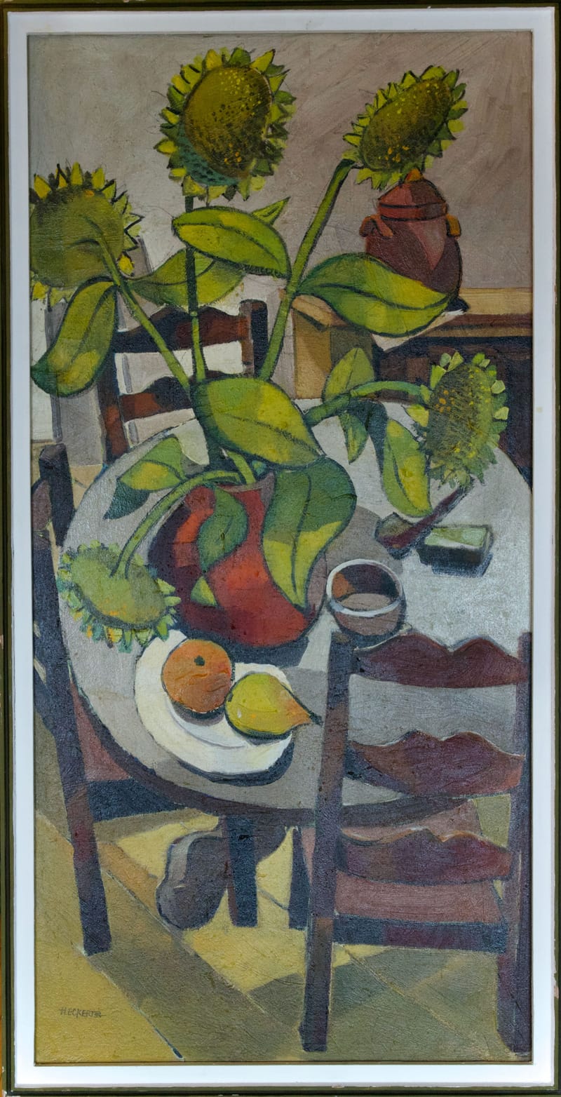 (289S) SONNENBLUMEN IN VASE VON HANS ECKERT