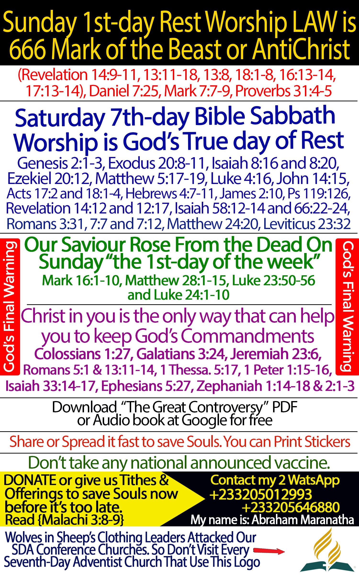 SUNDAY Rest LAW is The Mark of the Beast