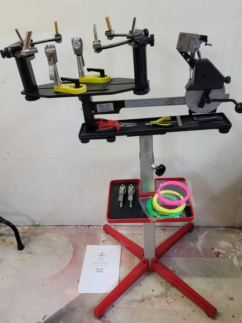 Eagnas 2000 Drop Weight stringing machine. - Gefen Sports