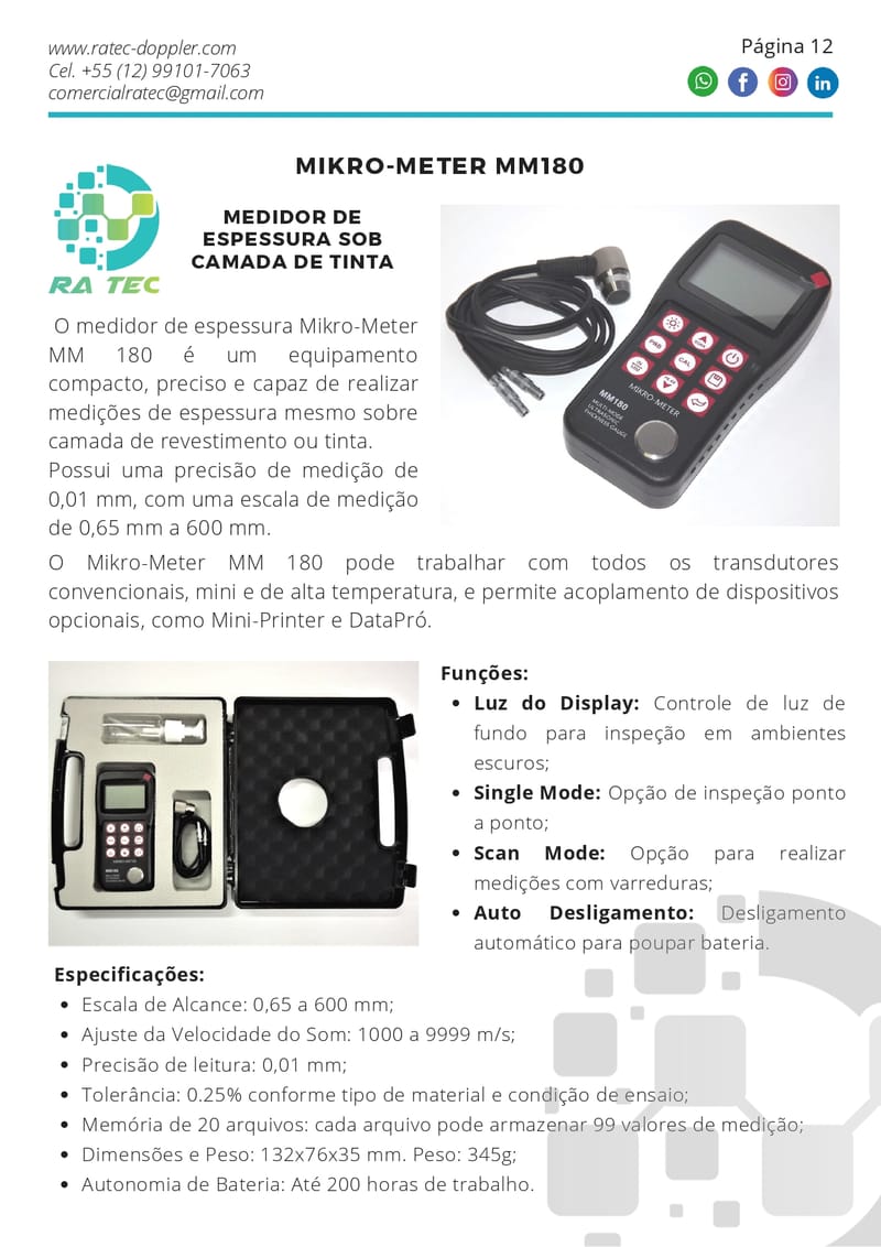 Medidores de Espessura por Ultrassom