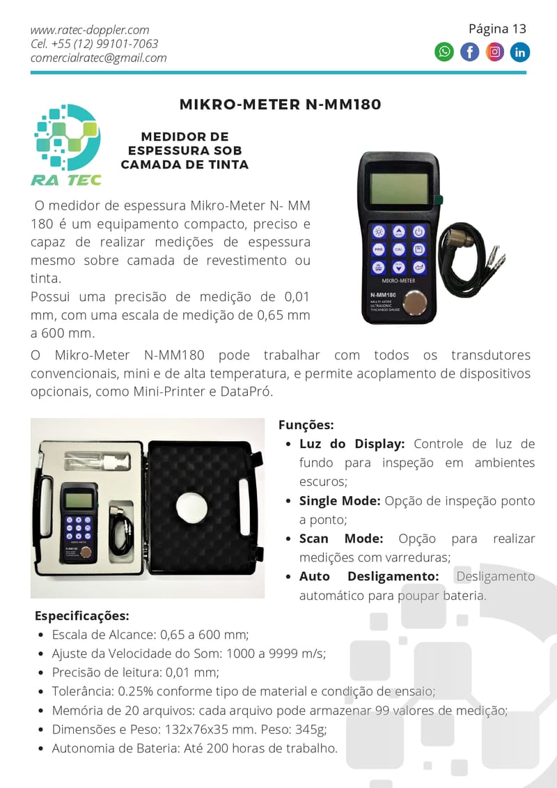 Medidores de Espessura por Ultrassom