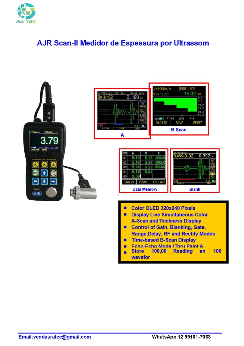 Medidor de Espessura por Ultrassom 