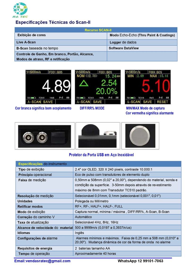 Medidor de Espessura por Ultrassom 