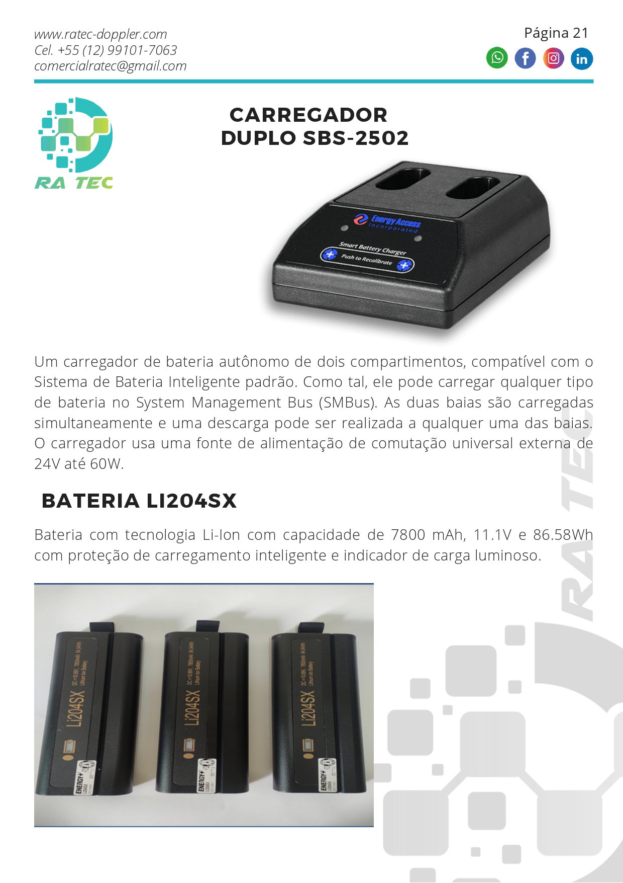 Cargador doble y batería para ultrasonido Phased Array
