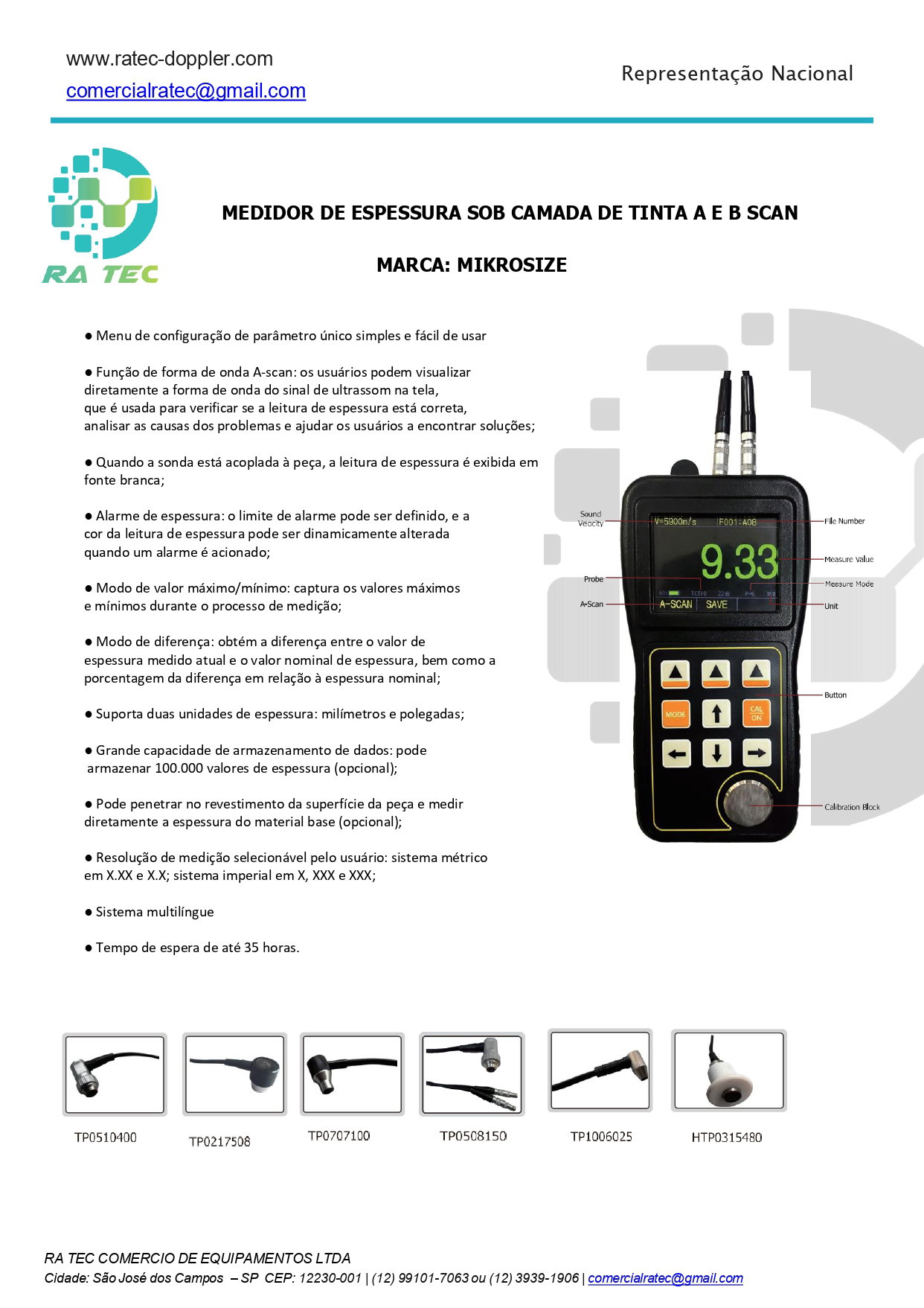 Medidor de espesor ultrasónico
