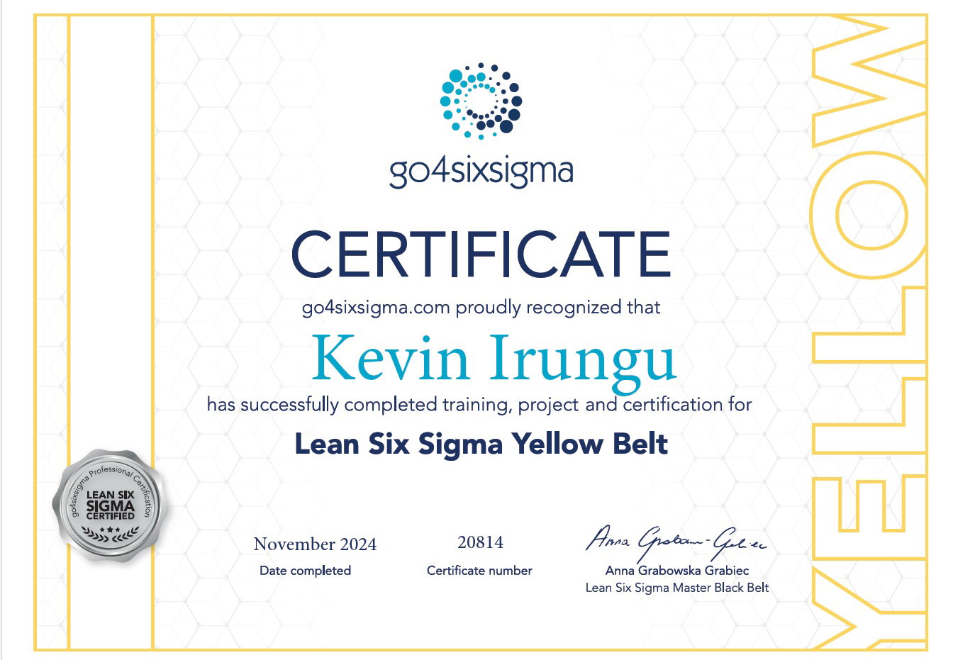 Lean Six Sigma - Yellow Belt Certification