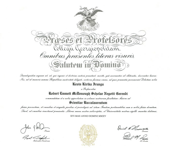 Georgetown University - Bachelor of Science Degree in Finance with concentrations in Economics and Accounting