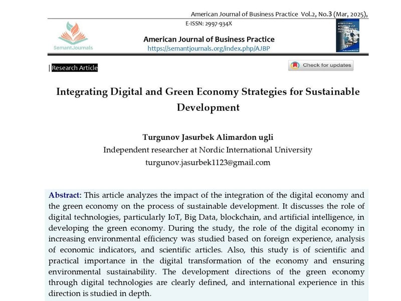 Integrating Digital and Green Economy Strategies for Sustainable Development