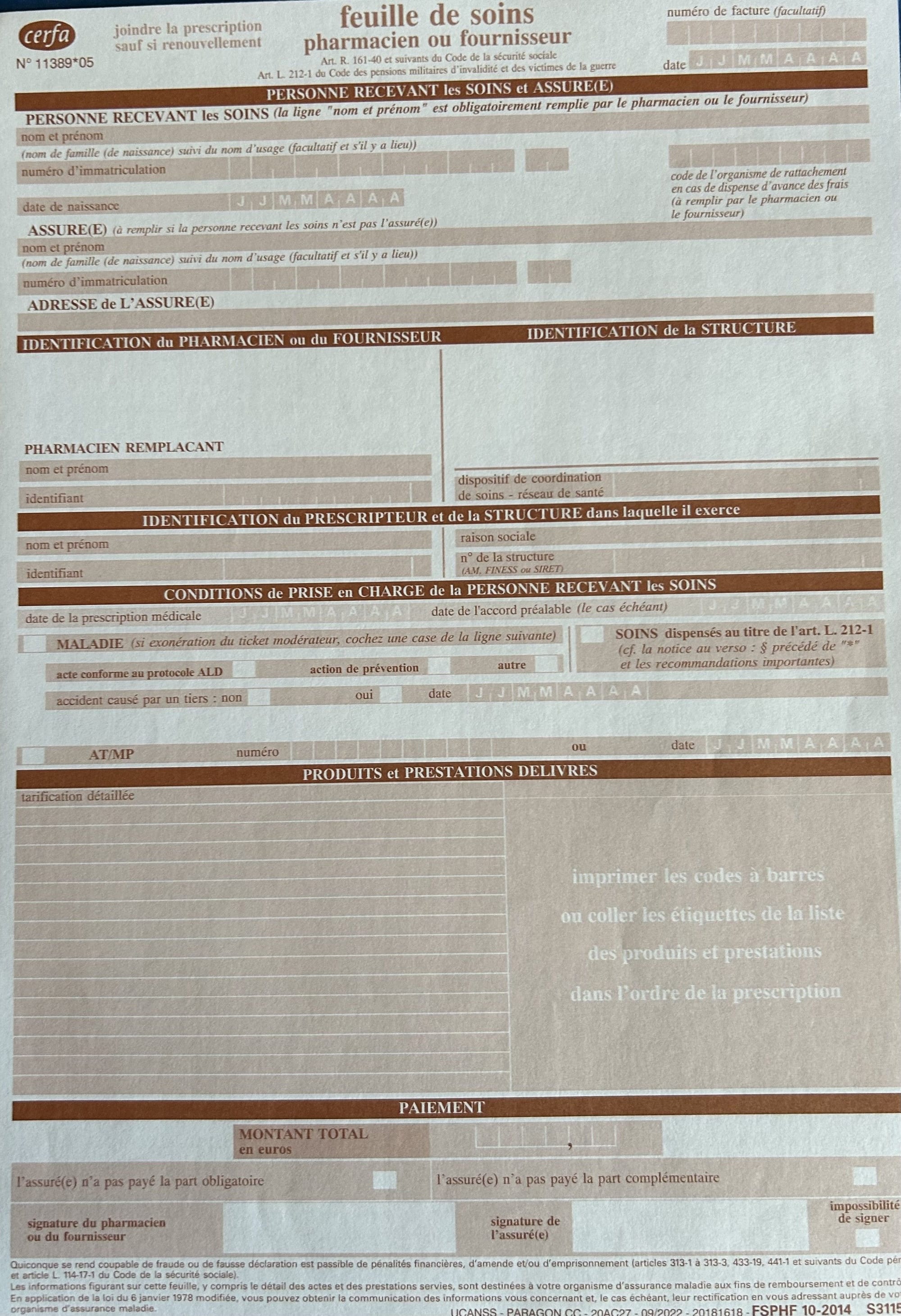 Prise en charge par l'assurance maladie