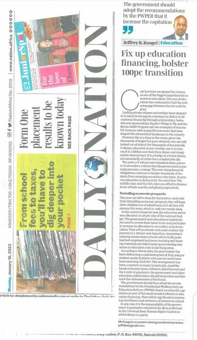 Fix up education financing, bolster 100pc transition