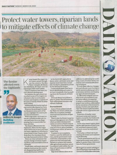 Protect water towers, riparian lands to mitigate effects of climate change.