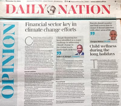 Financial sector key in climate change efforts.