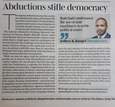 Abductions stifle democracy.