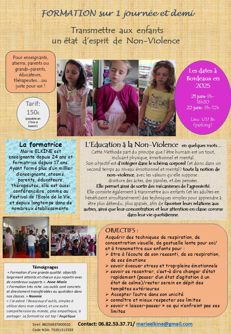Formation:  Eduquer à la Non Violence