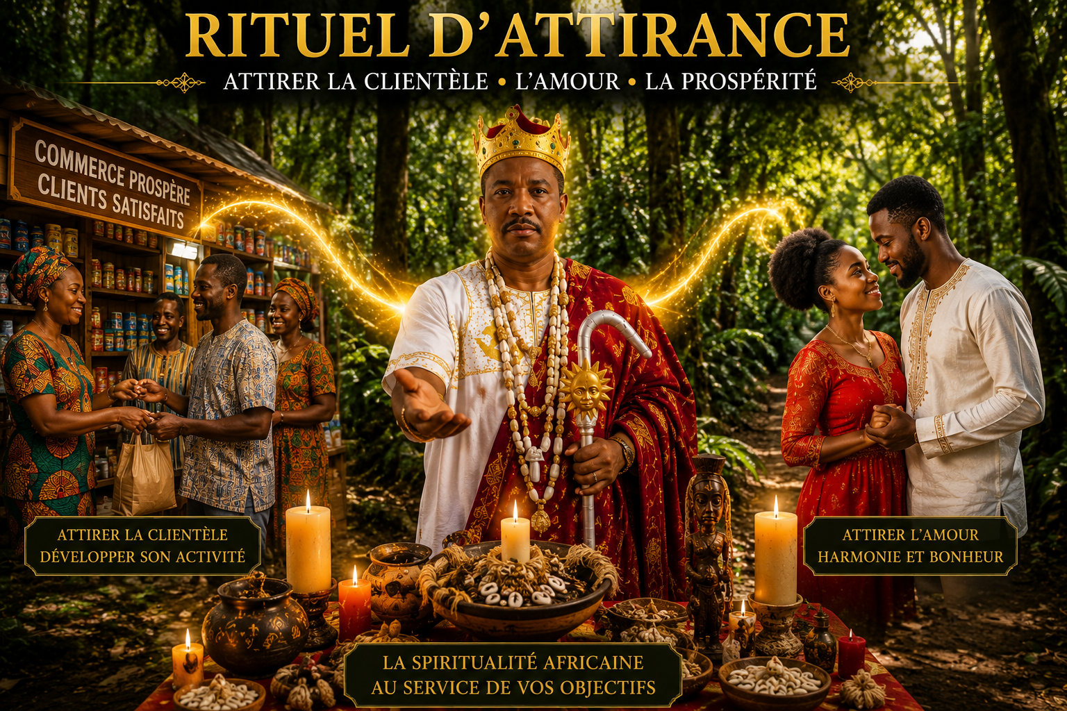 Rituel d'attirance de la clientèle pour développer son commerce et attirer de nouveaux clients.