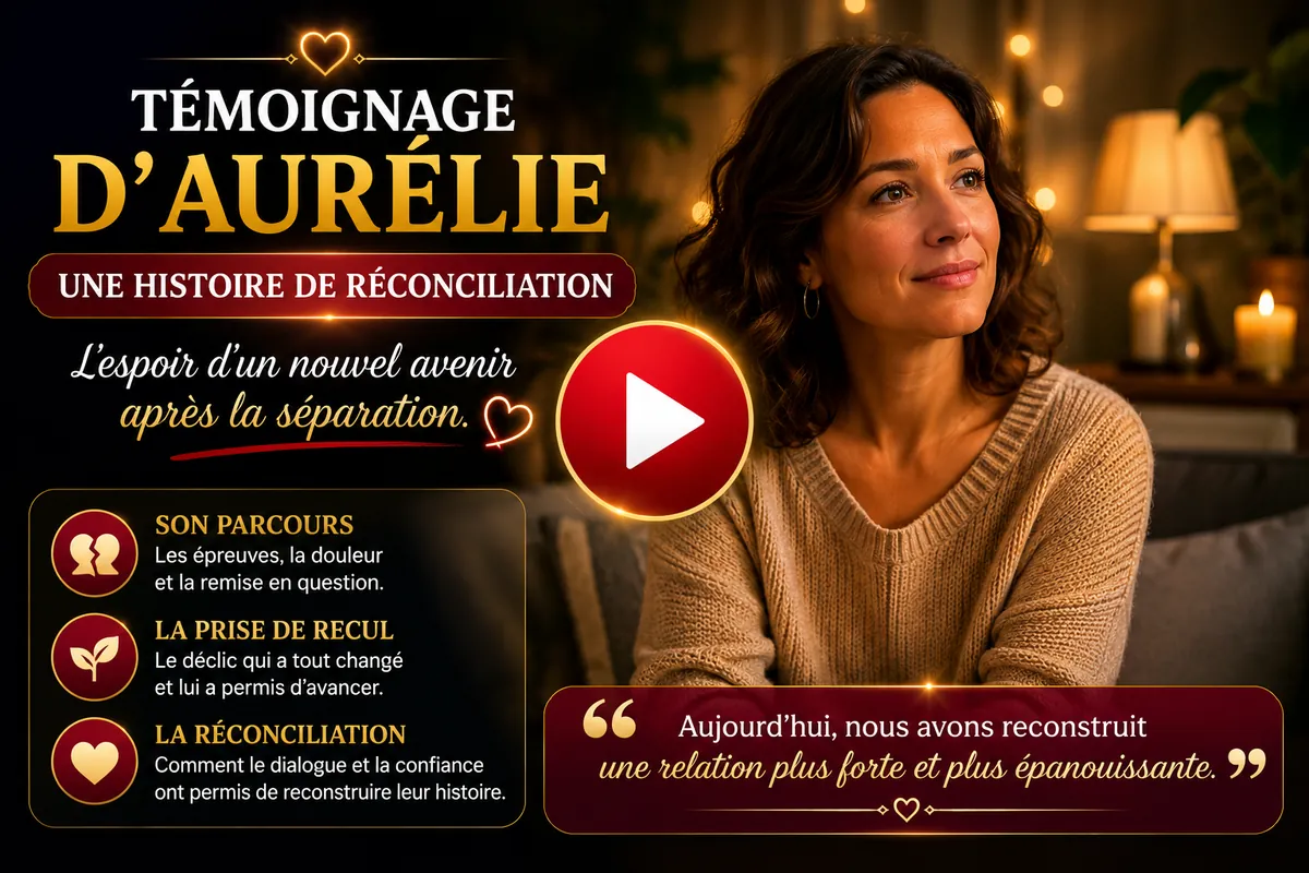 Découvrez le témoignage vidéo d'Aurélie, qui raconte son parcours, les difficultés traversées et les étapes qui ont permis de reconstruire une relation amoureuse plus forte et plus équilibrée. 