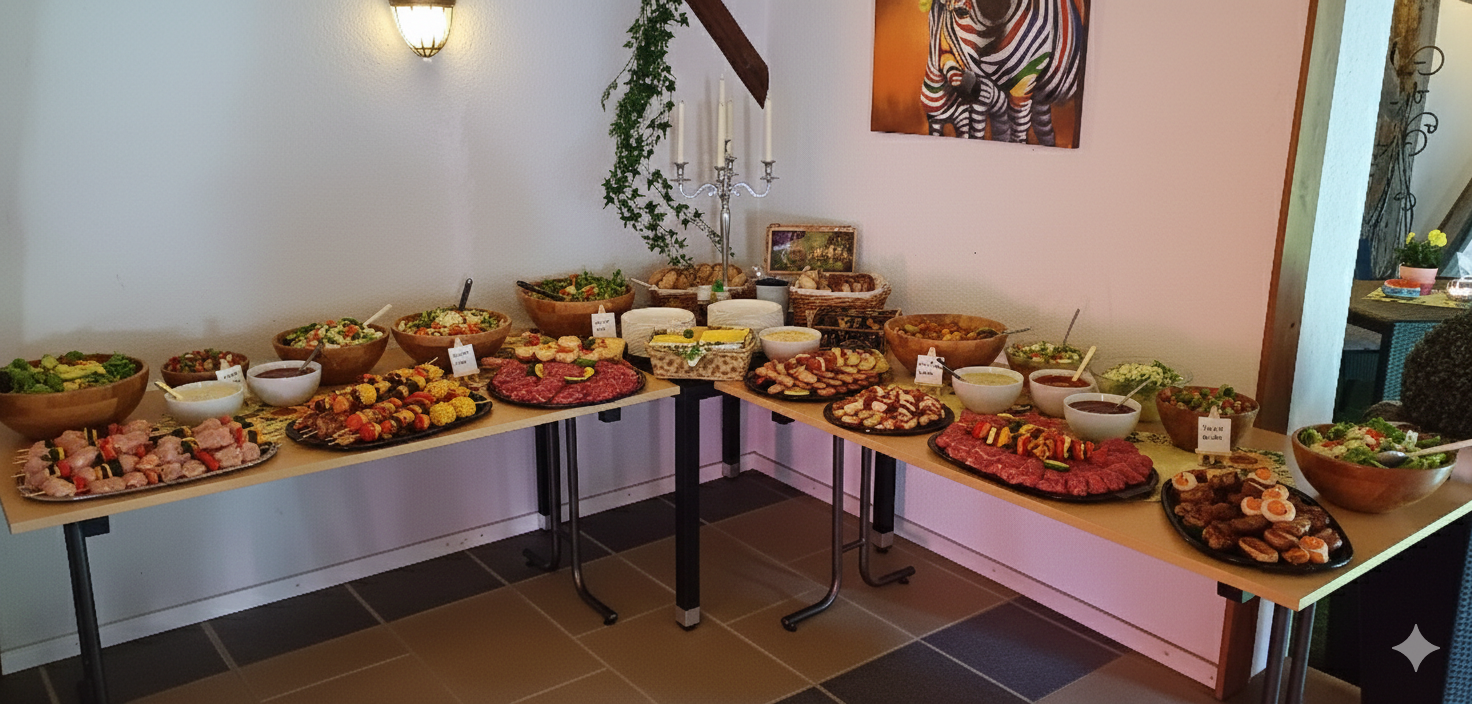 Grillbuffet mit hausgemachten Salatvariationen