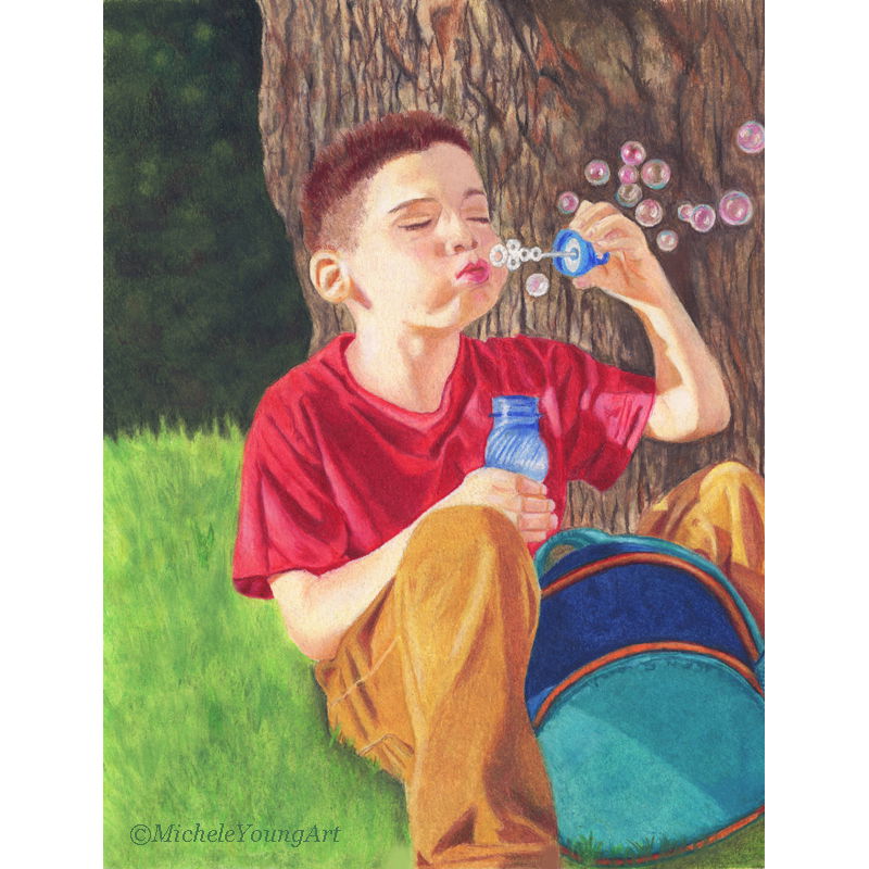Boy Blowing Bubbles