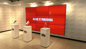 9 screen video wall in Nike store