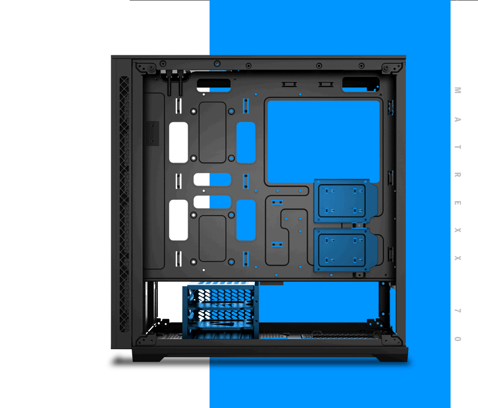 MATREXX 70 case facing to the left with all panels removed